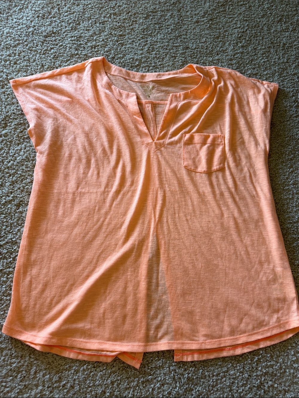 Lilly Pulitzer Coral Peach Split V-Neck Pocket Tee